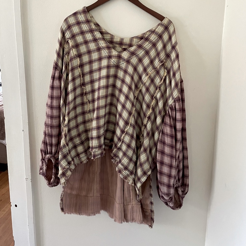 Free People NWT Oversized Plaid Tunic